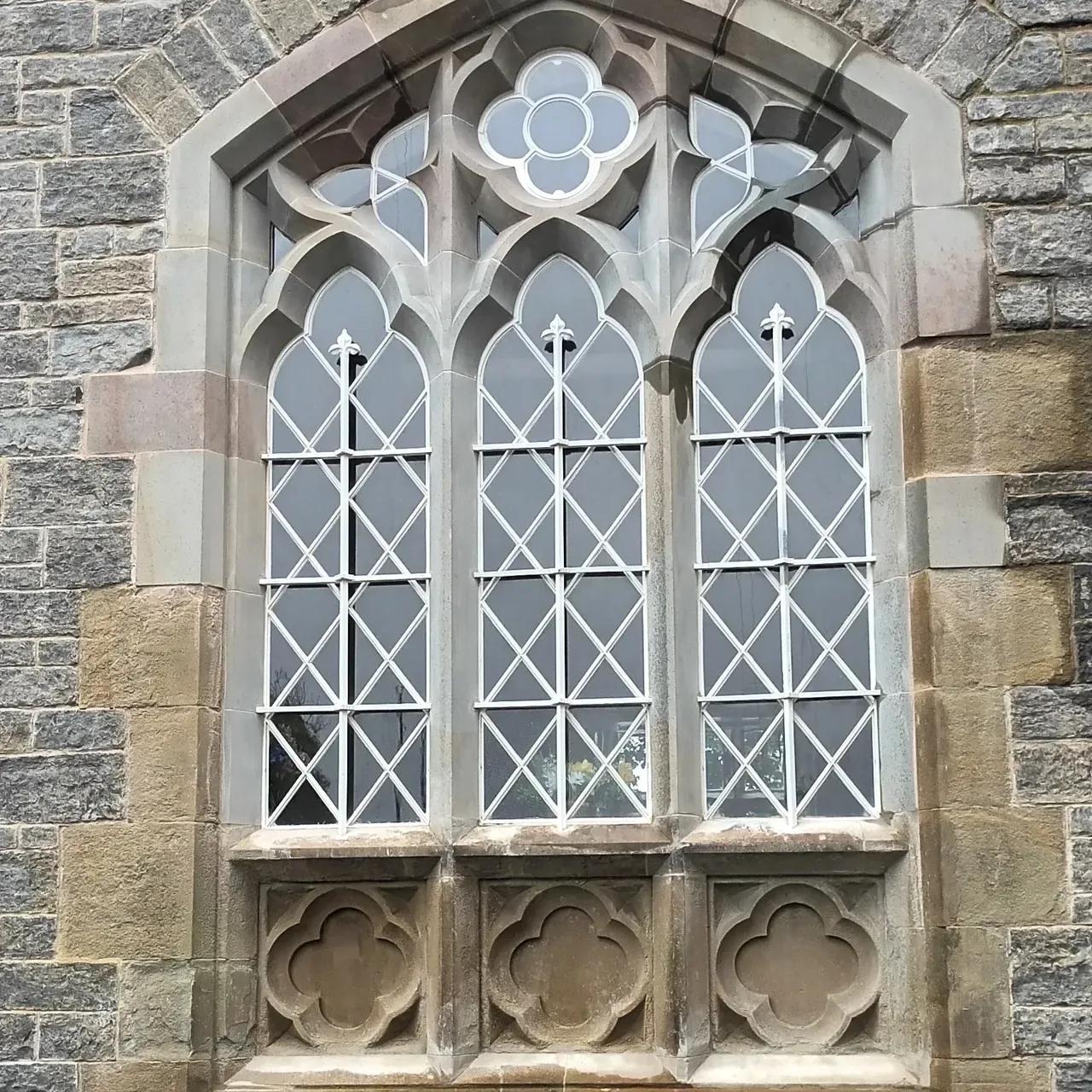Restored metal church window