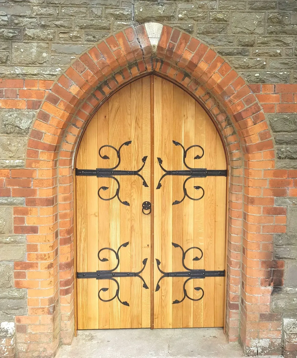 Decorative strap hinges, church door